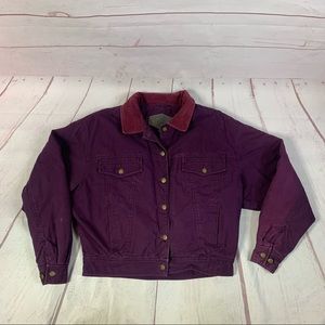 Woolrich Vintage Quilted Lined Chore Coat Womens XL Merlot Burgundy Purple